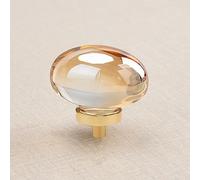 CLCTK 8 Pack Gold Champagne Crystal Cabinet Knobs, Oval Glass Knobs for Dresser Drawer Furniture Hardware Pulls