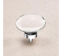 CLCTK 8 Pack Polished Chrome Crystal Cabinet Knobs, Oval Chrome Glass Cabinet Knobs Pulls for Dresser Drawers Kitchen Bathroom Cupboard