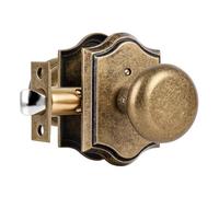 CLCTK Antique Brass Door Knobs Interior with Lock, Vintage Privacy Antique Door Knobs Round Door Handles for Bedroom Bathroom, Zinc Alloy, 1 Pack