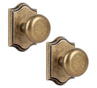 CLCTK Antique Brass Dummy Door Knob, Bifold Closet Door Knobs Round Dummy Door Handles Non-Turning Single Side, Zinc Alloy, 2 Pack