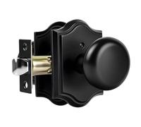 CLCTK Black Door Knobs Interior with Lock, Matte Black Privacy Round Door Knobs Door Handles for Bedroom Bathroom, Zinc Alloy, 1 Pack