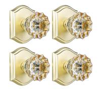 CLCTK Champagne Crystal Glass Dummy Door Knob, Bifold Closet Gold Satin Brass Door Knobs Dummy Door Handles Non-Turning Single Side, 4 Pack