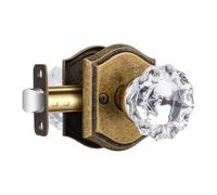 CLCTK Crystal Door Knobs Interior, Vintage Passage Glass Door Knobs Antique Brass Door Knobs for Hall Closet