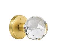 CLCTK Crystal Glass Door Knobs Polished Brass (Privacy)