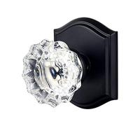CLCTK Crystal Glass Passage Interior Matte Black Door Knobs Kit, No Lock Hall Door Knobs Vintage, Double Cylinder Door Knob Decorative, FGDBS-003