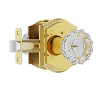 CLCTK Glass Door Knobs Interior with Lock, Crystal Privacy Gold Door Knob Polished Brass Door Knobs for Bedroom Bathroom, 1 Pack