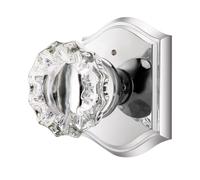 CLCTK Glass Door Knobs Interior with Lock, Crystal Privacy Polished Chrome Door Knobs for Bedroom Bathroom, 1 Pack