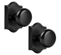 CLCTK Matte Black Dummy Round Door Knob, Bifold Closet Black Dummy Door Handles Non-Turning Single Side, Zinc Alloy, 2 Pack