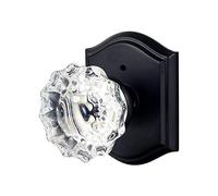 CLCTK Matte Black Privacy Bed Bath Door Knobs Interior, Double Locking Door Knobs for Bedroom, Bathroom Crystal Door Knobs with Push Lock, FGDBS-002