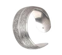 Cldaisy 1Pc Silver Tibeten Silver Carved Spiral Flower Connecting Branches Pattern Wide Band Open Cuff Bracelet Bangle Size adjustable Cuff Bracelets for Women
