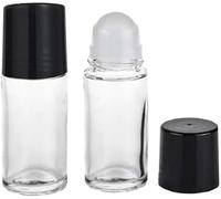 Cldaisy 2 Pcs 30ML Clear Empty Glass Essential Oil Roller Bottles Vials Containers Refillable Roll-on Bottles, Refillable Cosmetic Containers Refillable Containers Tools and Accessories