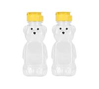 Cldaisy 2Pcs 8 Oz Plastic Bear Honey Bottle Jars, Empty Honey Squeeze Bottle with Flip-top Lid for Storing and Dispensing, Yellow Flap Caps for Storing and Dispensing