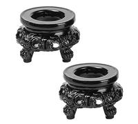 Cldaisy 2Pcs Black Wooden Display Stand for Crystal Sphere Quartz Ball Holder Hollow Wood Stand Base for Crystal Ball Sphere Globe Stone Decoration Display Pedestals