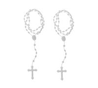 Cldaisy 2Pcs White Plastic Rosary Beads Luminous Necklaces Catholicism Prayer Religious Jewelry, Cross Necklace for Women, Cross Necklace for Men,Women's Chain Necklaces,Jewelry