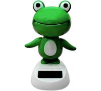 Cldaisy Green Cute Car Decor, Bobble Head Frog Dashboard Ornament, Solar Powered Shaking Head Ornament, Animated Window board Decor for Car,Dash Bobbleheads, Desktop Accessories