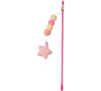 Cldaisy Pink Cat Stick Toy Elastic Rope Plush Ball Star Pendant Bite-Resistant Comfortable Grip Relieve Boredom Handmade Kitten Teaser Wand Cat Mice and Animals Toys
