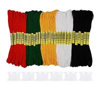 Cldamecy 30 Skeins Embroidery Thread,Black White Red Green Golden Embroidery Floss for Cross Stitch and DIY Art Craft,Friendship Bracelets String,with 12 PCS Floss Bobbins