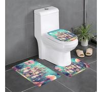 CLDBMD 3-Piece Anti Slip Floor Mat Set Classical castle Printing Bathroom Rugs for Ultimate Comfort, Master Bathrooms