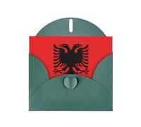 CLDBMD Dark Green Greeting Card Albanian flag Prints Perfect for Valentine's Day, Wedding Anniversary & Party Invitations