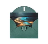 CLDBMD Dark Green Greeting Card View under the moon Prints Perfect for Valentine's Day, Wedding Anniversary & Party Invitations