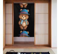 CLDBMD Little bear wearing a hat Prints Curtain two Pieces Spliced 34x56in Fabric curtains, room dividers Fabric, Smooth & Not Easily Wrinkled