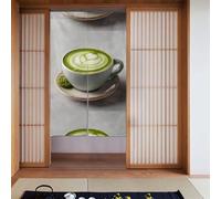 CLDBMD Matcha latte art coffee Prints Curtain two Pieces Spliced 34x56in Fabric curtains, room dividers Fabric, Smooth & Not Easily Wrinkled