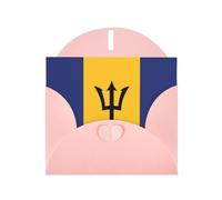 CLDBMD Pink Greeting Card Flag of Barbados Prints Perfect for Valentine's Day, Wedding Anniversary & Party Invitations