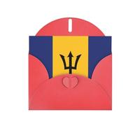 CLDBMD Red Greeting Card Flag of Barbados Prints Perfect for Valentine's Day, Wedding Anniversary & Party Invitations