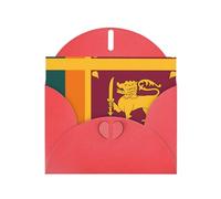 CLDBMD Red Greeting Card Sri Lanka Flag Prints Perfect for Valentine's Day, Wedding Anniversary & Party Invitations