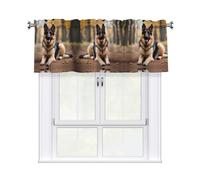 CLDBMD Short Curtains with Valance Rod 54x18in Animal german shepherd Printed for Kitchen, Bathroom, bedroom, Studio, Fits Most Standard or Decorative Curtain Rods