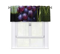 CLDBMD Short Curtains with Valance Rod 54x18in Fresh Grapes Printed for Kitchen, Bathroom, bedroom, Studio, Fits Most Standard or Decorative Curtain Rods