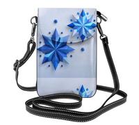 CLDBMD Small Cell Phone Purse 7.6x4.9in Blue Stars And Snowflakes Prints Leather Crossbody Flap Phone Case For Women, Perfect For Walking, Camping