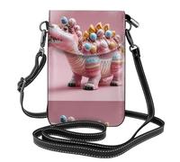 CLDBMD Small Cell Phone Purse 7.6x4.9in Candy Dinosaurs Prints Leather Crossbody Flap Phone Case For Women, Perfect For Walking, Camping