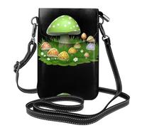 CLDBMD Small Cell Phone Purse 7.6x4.9in Colorful Mushroom Garden Prints Leather Crossbody Flap Phone Case For Women, Perfect For Walking, Camping
