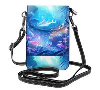 CLDBMD Small Cell Phone Purse 7.6x4.9in Fantastic Undersea Adventure Prints Leather Crossbody Flap Phone Case For Women, Perfect For Walking, Camping