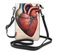 CLDBMD Small Cell Phone Purse 7.6x4.9in Human Anatomy Heart Chart Prints Leather Crossbody Flap Phone Case For Women, Perfect For Walking, Camping