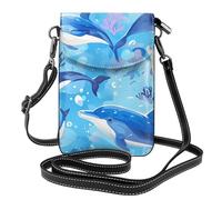 CLDBMD Small Cell Phone Purse 7.6x4.9in Ocean Dolphin Looking At You Prints Leather Crossbody Flap Phone Case For Women, Perfect For Walking, Camping