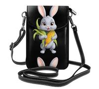 CLDBMD Small Cell Phone Purse 7.6x4.9in The Grey Rabbit With A Full Harvest Prints Leather Crossbody Flap Phone Case For Women, Perfect For Walking, Camping