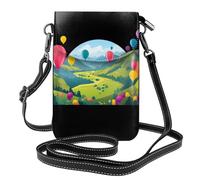 CLDBMD Small Cell Phone Purse 7.6x4.9in The Valley Is Filled With Balloons Prints Leather Crossbody Flap Phone Case For Women, Perfect For Walking, Camping