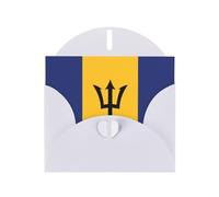 CLDBMD White Greeting Card Flag of Barbados Prints Perfect for Valentine's Day, Wedding Anniversary & Party Invitations