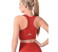 CLDFHX Women Sports Bra Comfort Seamless Racerback Supportive Sports Bras with Removable Pads for Exercise Yoga Workout Gym Running Fitness, Red/XXL
