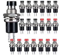 CLDIY 1A 250V AC SPST Normal Closed (NC) Moment Switch 2 Pin Mini Micro Button Red and Black Cap 20pcs
