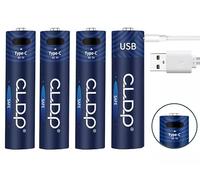 CLDP USB Rechargeable AA Batteries // 1.6v // 1800mWh // High-Capacity // Fast Charge // 1600+ Cycles // ZnNi // Eco-friendly // Pack of 4 + Dual-Cell USB Type-C Cable…