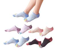 CLDURHGE 4 Pairs Toe Socks Women's Five Finger Socks Cotton Women's Sneaker Socks with Toe Trainer Socks with Women for Sports Running Leisure Colourful Socks Novelty Gifts - 2