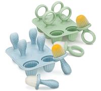 CLDY 2 Pcs Mini BPA-Free Silicone Ice Lolly Moulds Kit for Toddlers - 12 Grid 17ml Moulds with Reusable Sticks, Freezer & Dishwasher Safe (-40°C to 230°C), Baby Food Safe (Blue+Green)