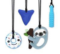 CLDY 4 PCS Sensory Chew Necklace, chew Toys for Autistic - ADHD - Biting Needs Children, Silicone Necklace Made from Food Grade Silicone Safety, Oral Motor Chewy Teether for Boys Girls