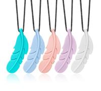 CLDY 5 PCS Sensory Chew Necklace, chew Toys for Autistic - ADHD - Biting Needs Children, Silicone Necklace Made from Food Grade Silicone Safety, Oral Motor Chewy Teether for Boys Girls
