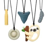 CLDY 5 PCS Sensory Chew Necklace, chew Toys for Autistic - ADHD - Biting Needs Children, Silicone Necklace Made from Food Grade Silicone Safety, Oral Motor Chewy Teether for Boys Girls