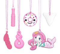CLDY 6 PCS Sensory Chew Necklace, chew Toys for Autistic - ADHD - Biting Needs Children, Silicone Necklace Made from Food Grade Silicone Safety, Oral Motor Chewy Teether for Boys Girls