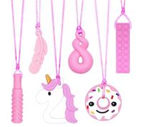 CLDY 6 PCS Sensory Chew Necklace, chew Toys for Autistic - ADHD - Biting Needs Children, Silicone Necklace Made from Food Grade Silicone Safety, Oral Motor Chewy Teether for Boys Girls
